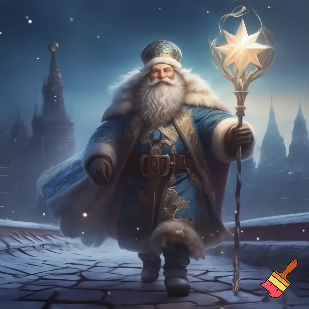 Russia, Santa Claus walking sticks star