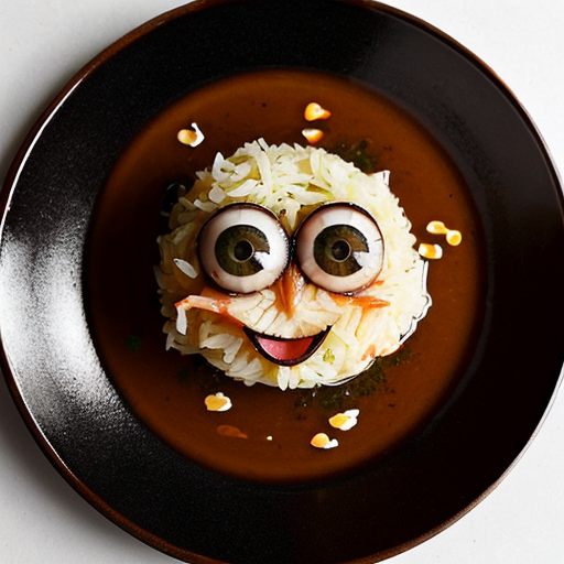 a dish with nothing on it, but with a face that looks like tung tung tung sahur with open eyes with eyeballs that doesn't look realistic