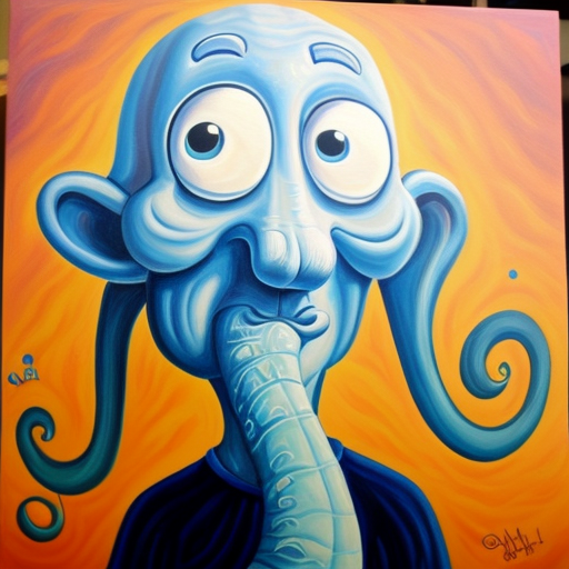 Big fat blue Squidward painting