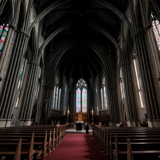 A 9:16 aspect ratio pic of Photorealistic wide-angle shot of a grand gothic cathedral interior. Floating above the altar is a massive, surreal amalgamation of fleshy, intertwined human bodies and bloody tendrils. The agonizing figures form a grotesque mass of body horror, suspended by thin red veins dripping from the vaulted ceiling. In the foreground, a congregation sits in the wooden pews, watching the macabre spectacle. Cinematic lighting, hyper-detailed, 8k resolution, dark horror aesthetic