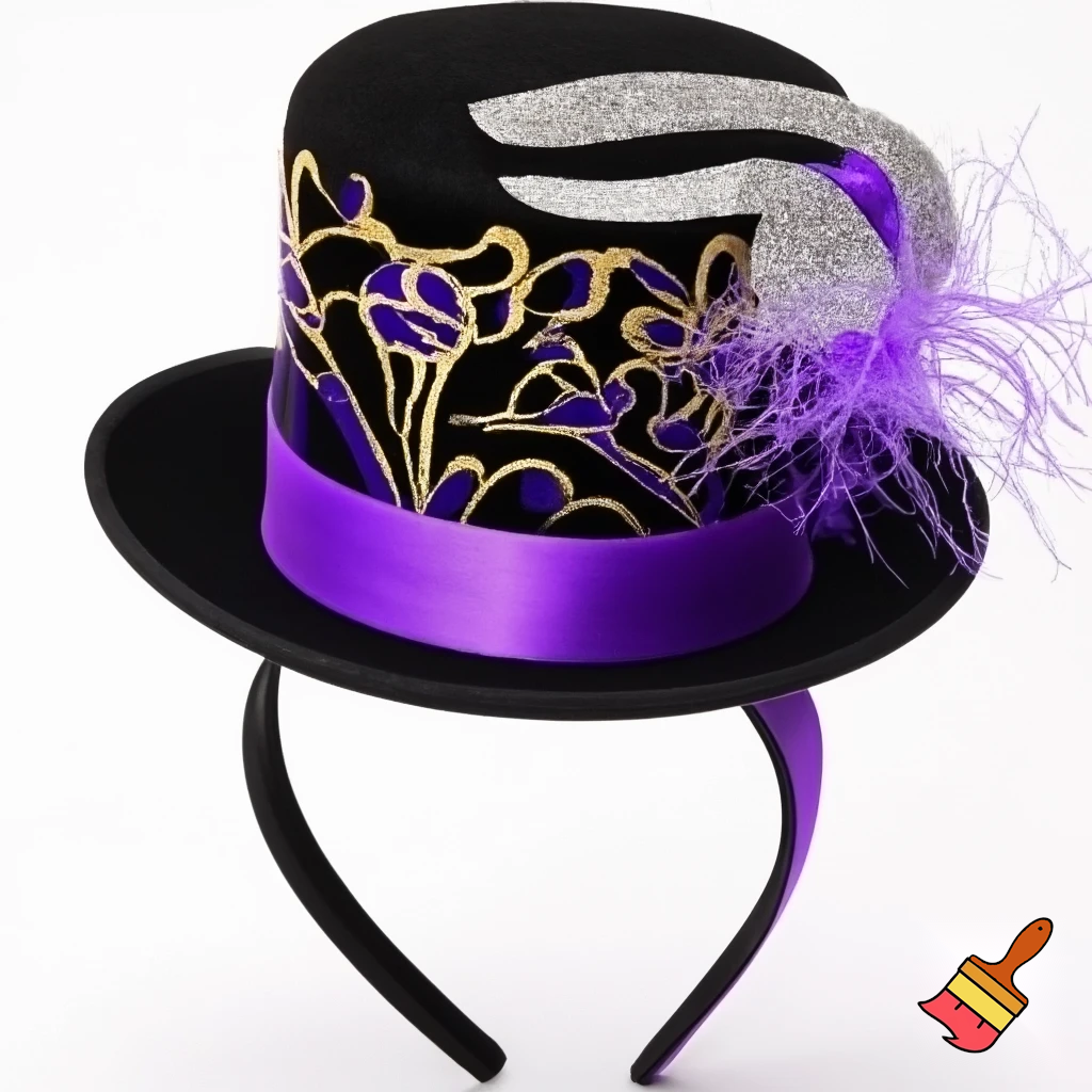 Easter bunny top hat headband, purple and white gold and silver top hat black purple dark purple special hat in delicate purple white, purple and fabric fabric and velvet white gold golden silver patterns Easter top hat