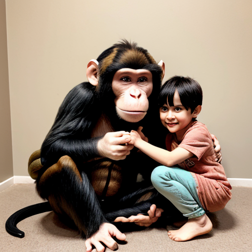 monkey with his bnana and hes monkey mom
