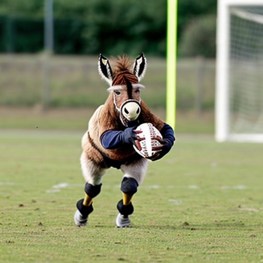 donkey playing football
