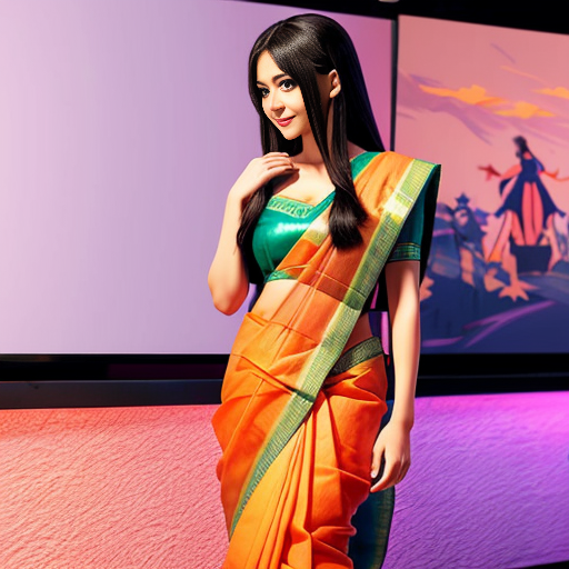 Girl in saree in step by step