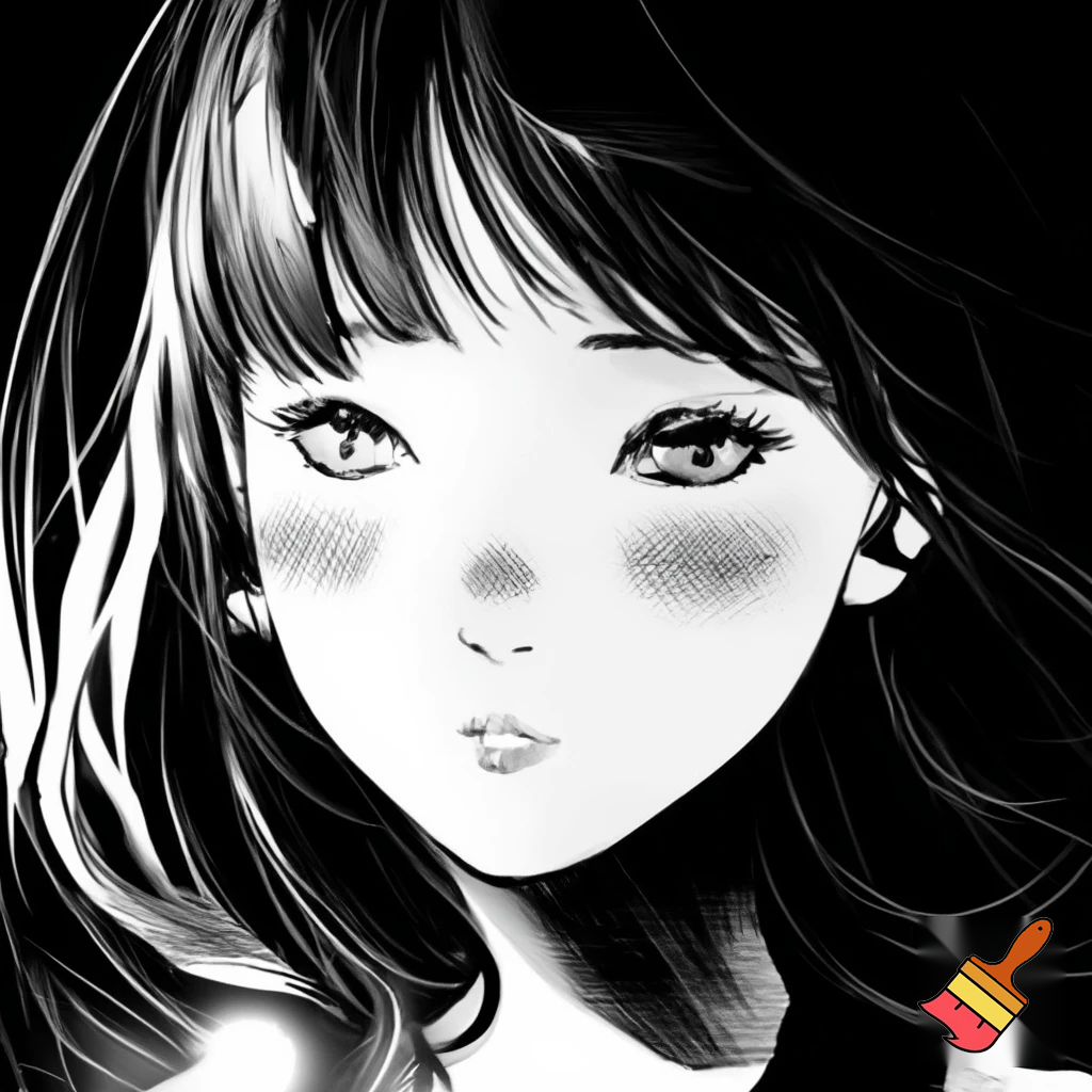 fait la en noir et blanc et plus style manga c une fille cheuveux long et tres 
ebourife  style dessin


