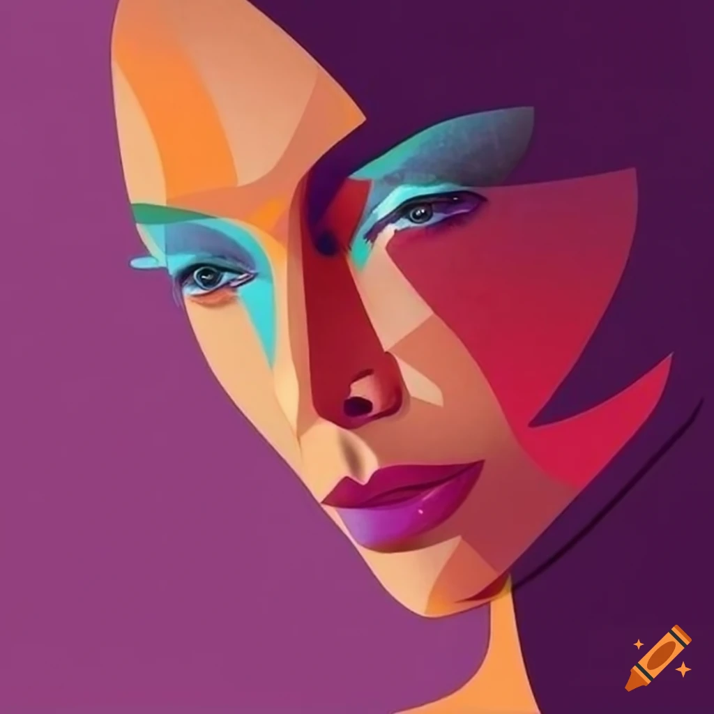 abstract art of a woman's face with geometric shapes