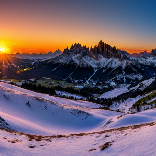 panorama dolomitico al tramonto