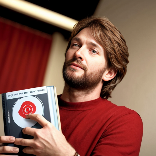 God in heaven 
holding a book with seven red seals on it and John looking up at him
