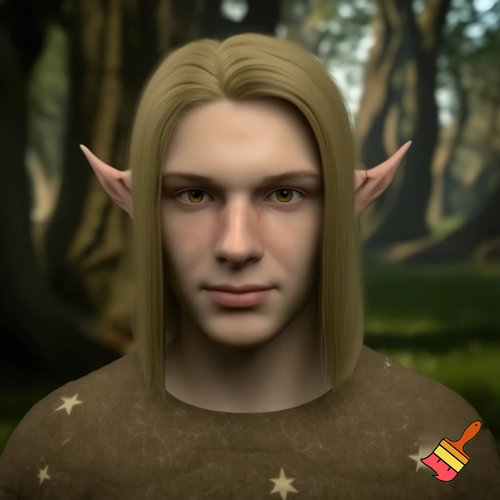  male wood elf circle of the stars druid pale skin blond hair hazel eyes