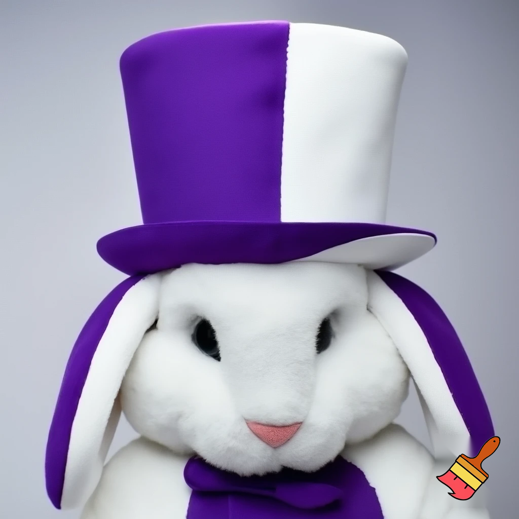 Easter bunny mascot costume top hat white and purple purple white top hat