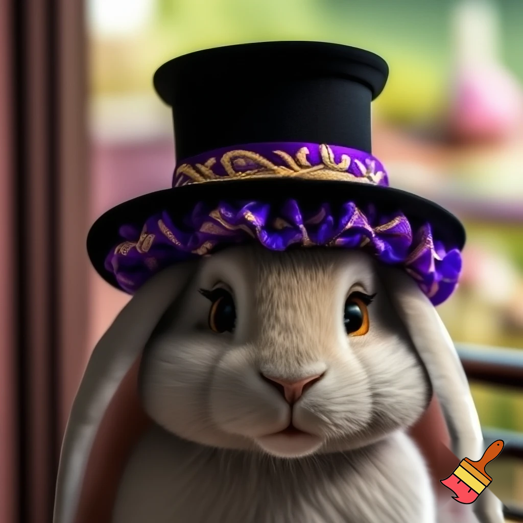 Easter bunny top hat, Easter balcony headband, purple and gold headband top hat