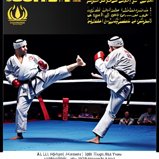 Create a high-end, professional Ramadan promotional poster for a Karate & Kickboxing Academy. The background should feature elegant Ramadan elements such as a glowing crescent moon, golden lanterns, and warm ambient lighting in deep navy and royal purple tones.

In the center, include dynamic action poses of a karate athlete and a kickboxing athlete with dramatic lighting to reflect strength, discipline, and energy.

Main headline at the top in bold, premium typography:
🔥 Special Ramadan Offer 🔥

Main offer text prominently displayed in the center:
Subscribe for 1 Month & Get 1 Month FREE!

Below the offer include:
🎁 Free Trial Class
📞 For Registration & Inquiries: 0564045191

Footer section (clean and well-organized layout):
📍 101, Al Jazeera1 Building | Near Al Qasbaa Canal
Al Majaz 3 | Sharjah | UAE