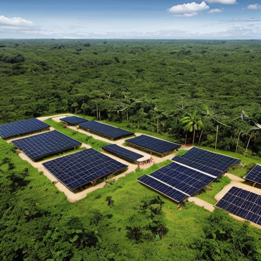 Amazon rain forest village with solar panels