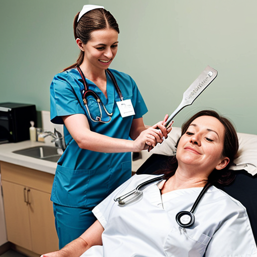 nurse using large spatula to flip a patient 