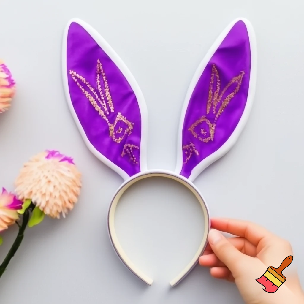 Easter top hat headband Easter bunny headband, purple and white with gold Easter top hat headband and fabric velvet and fabric velvet top head headband top hat headband special in delicate