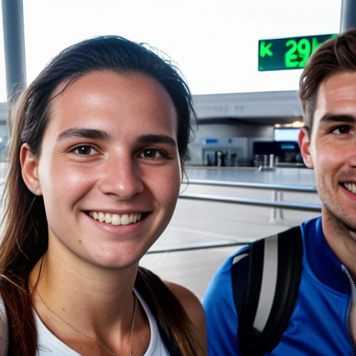 Goretzka and Vanessa at the airport 