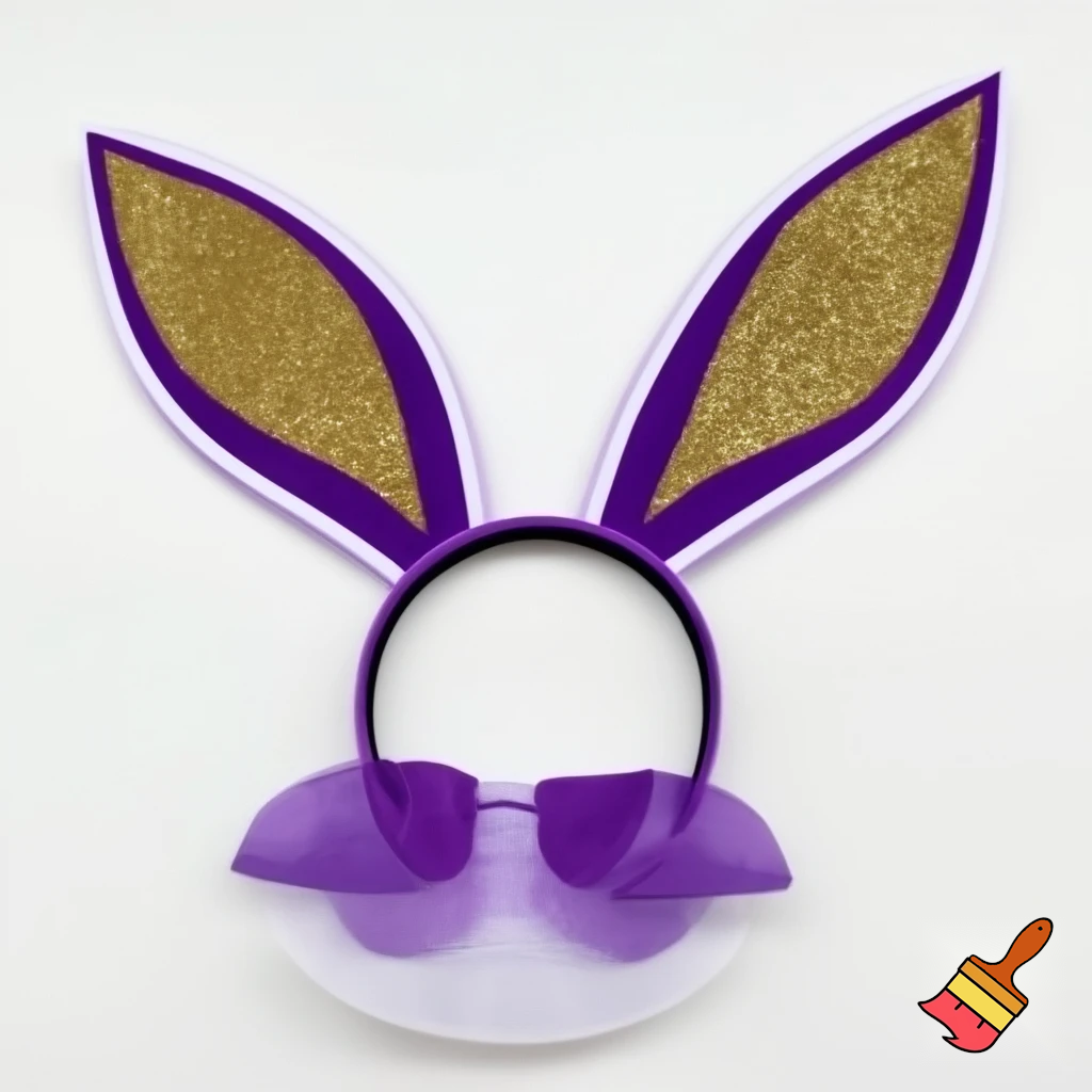 Easter bunny top hat headband, purple white with gold glitter fabric and velvet velvet
