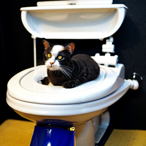 a cat on a racecar that is a toilet and has a big jet pack on the back