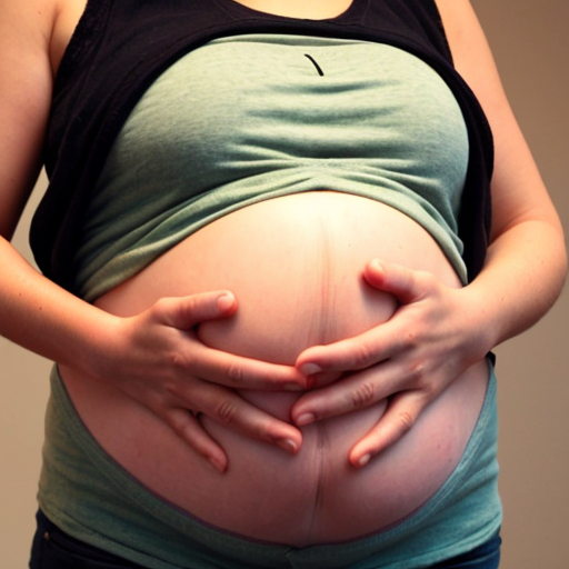 mejora la mano de la mujer embarazada que está debajo de la barriga sujetandola, mejorala para que parezca más real 