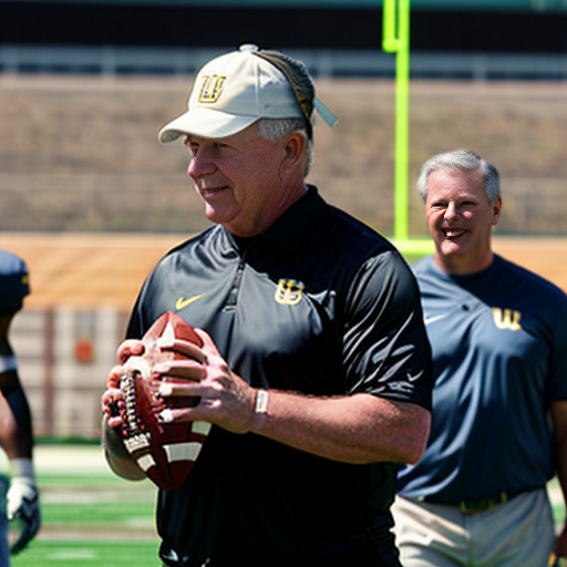 UCLA football coach "Bob Chesney" with a "happy birthday, David" banner