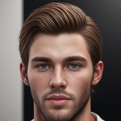 A man with brown hair and green eyes White skinned tall and handsome 
