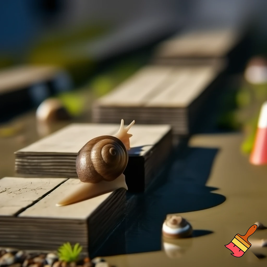 je veus que tu me crée un image réalite dans une situation de course d'escargo avec des estrade séparer pour des éqeipe une qui est pour lles 