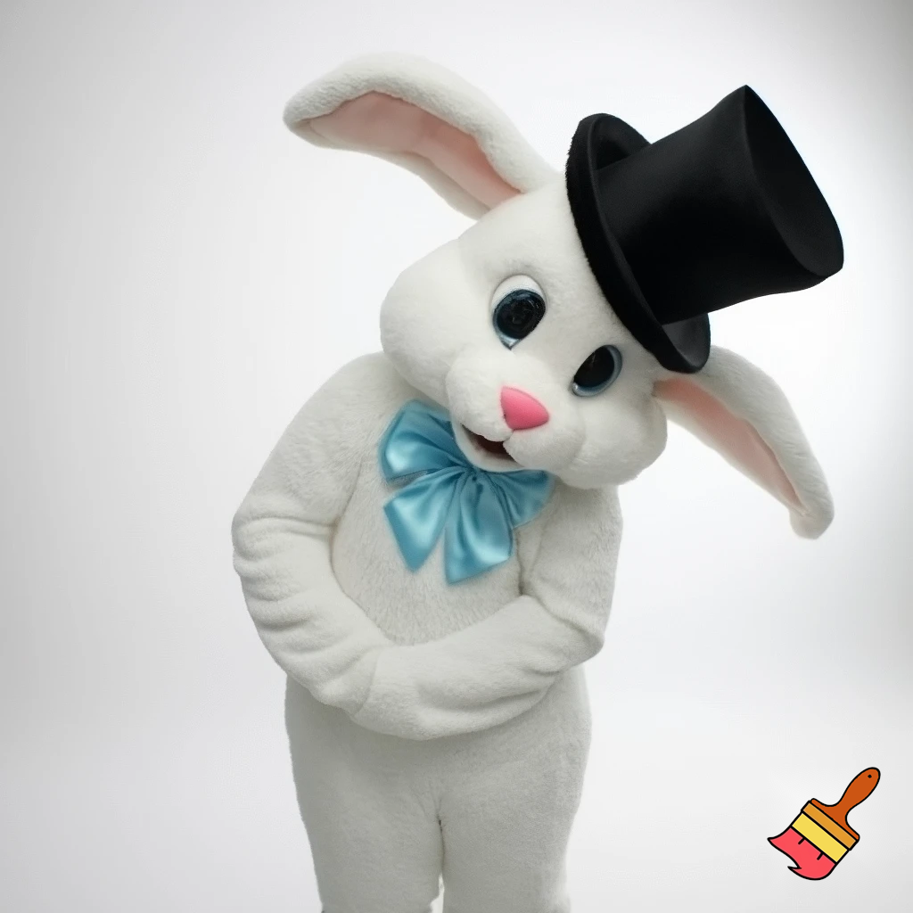 Easter bunny mascot costume top hat