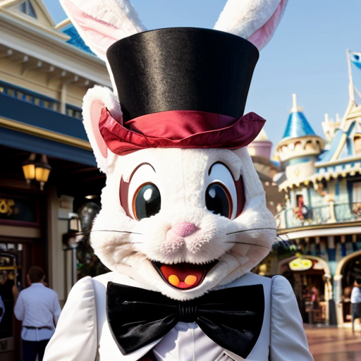 Easter bunny mascot Disneyland costume with the top hat Australia Disney cruise ship