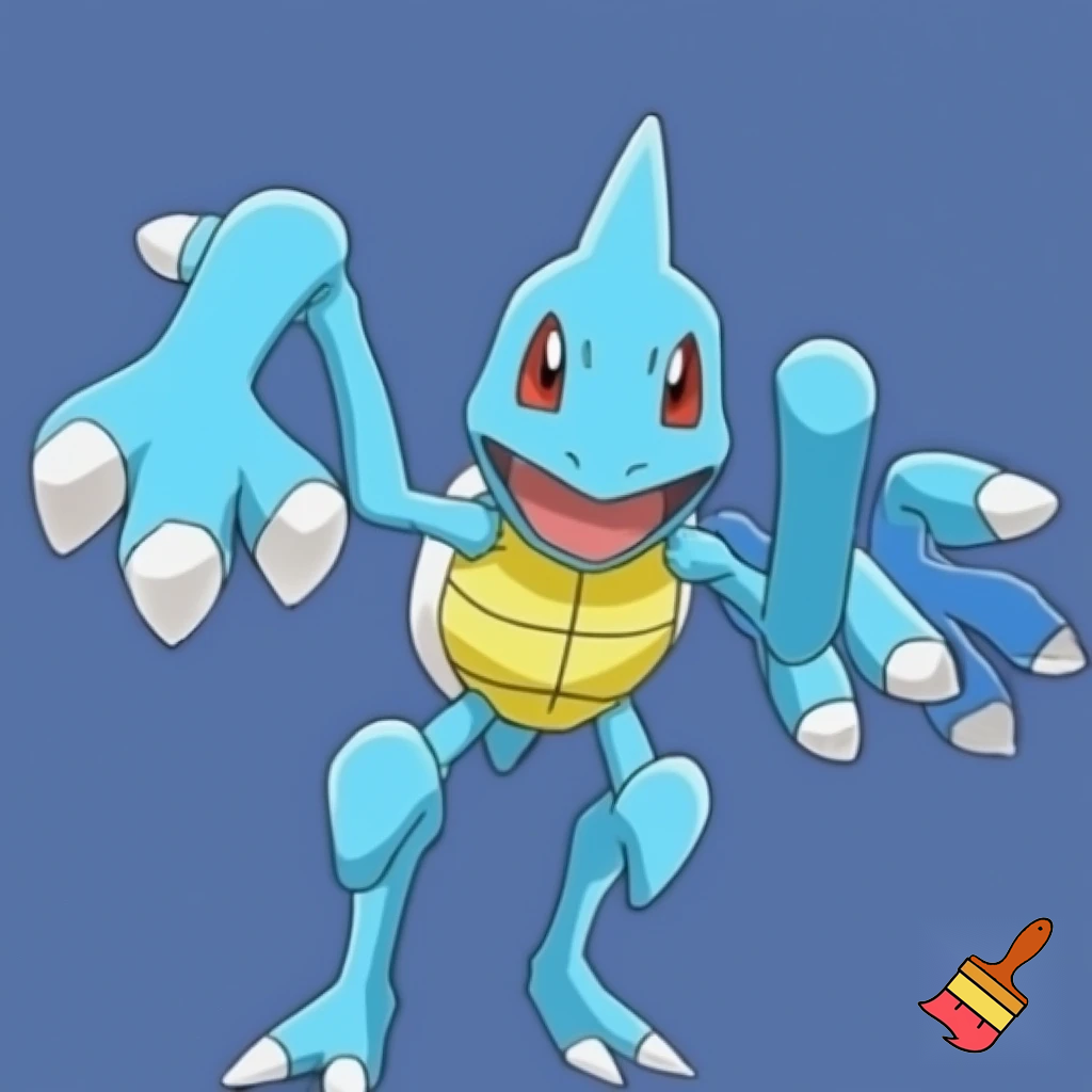 blue rookie level veemon agumon digimon squirtle pokemon fusion skinny arms and skinny legs