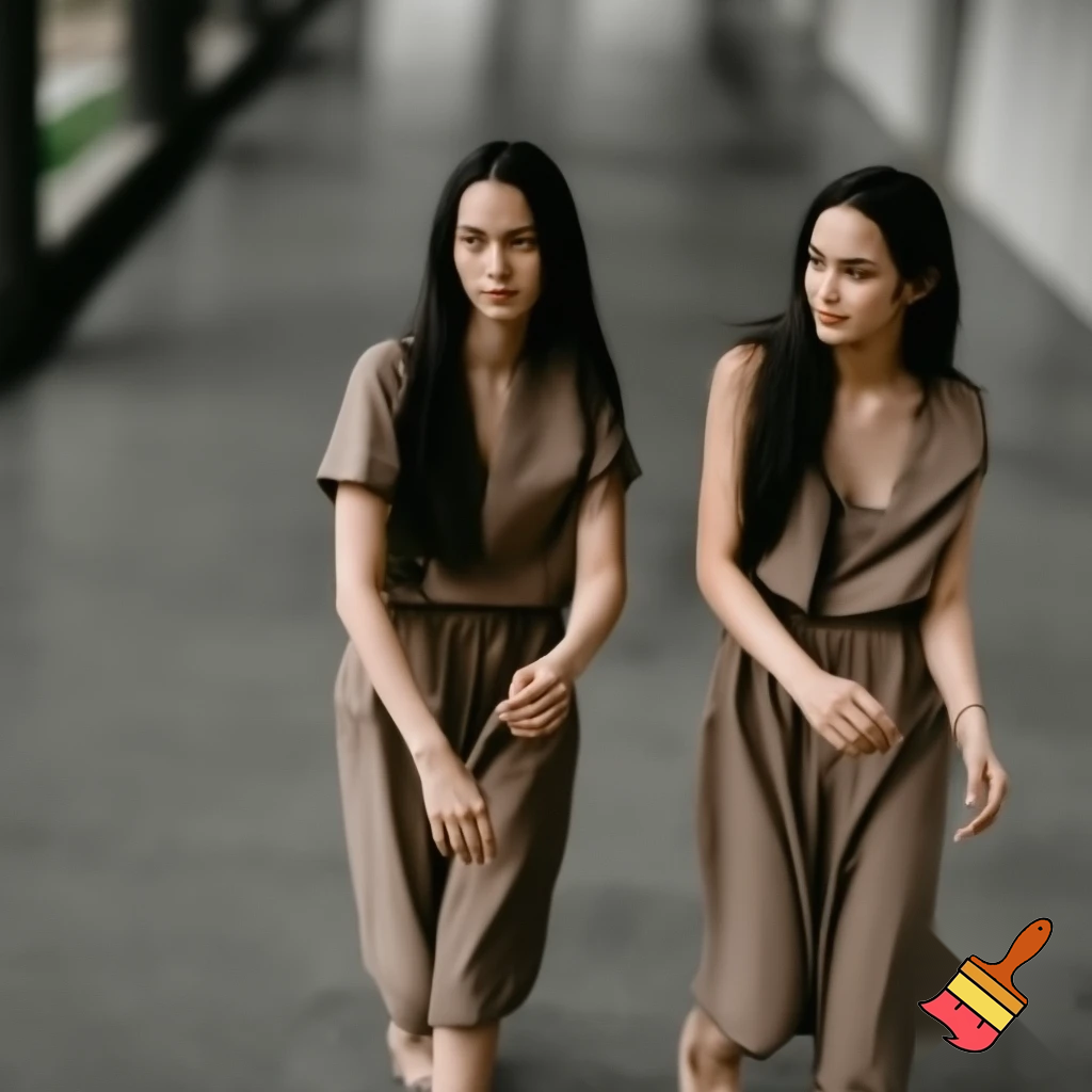 Ahora modifica esta imagen, donde haya 2 niñas modelando en una pasarela con el mismo tipo de ropa