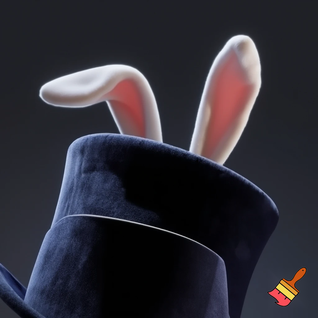 Black top hat with bunny ears velvet