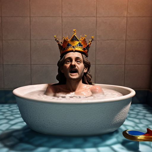 crea un video:"Arquímedes reflexiona sobre el misterio de una corona real. Al entrar en una bañera descubre el principio del desplazamiento del agua y corre emocionado por la antigua Siracusa gritando '¡Eureka!'. Estilo épico y realista."