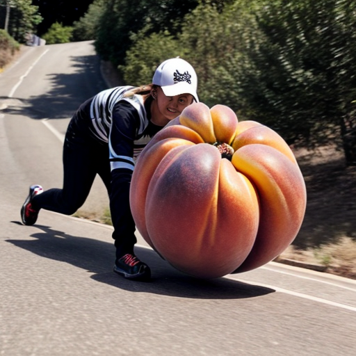 Giant peach rolling down hill ai