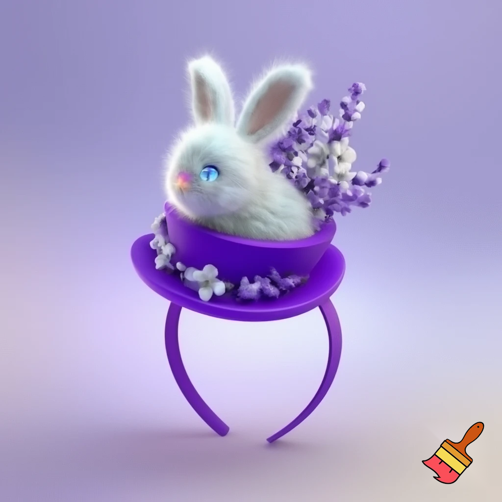 Easter bunny top hat headband, purple, purple and white