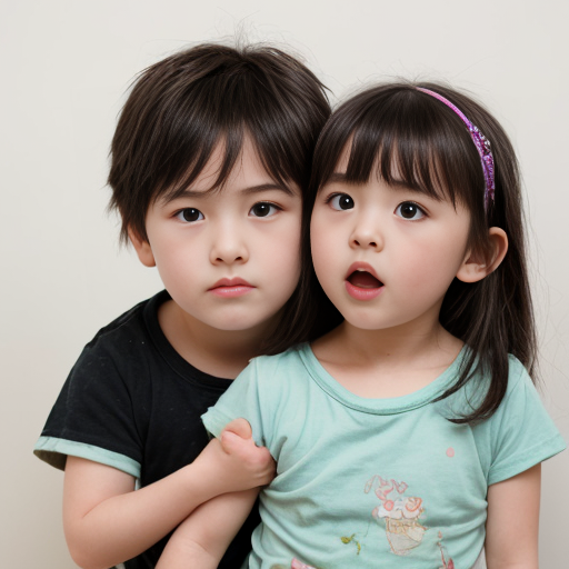 grean and perple little girl