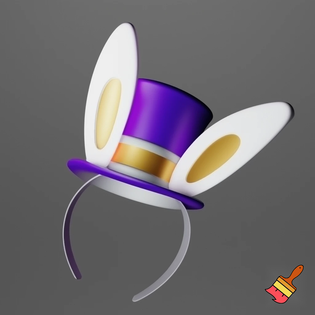 Easter bunny top hat headband, purple and white gold and silver top hat