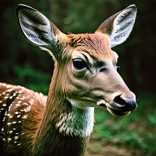 picture of a mugshot deer, with scars, serious face holding a lineup