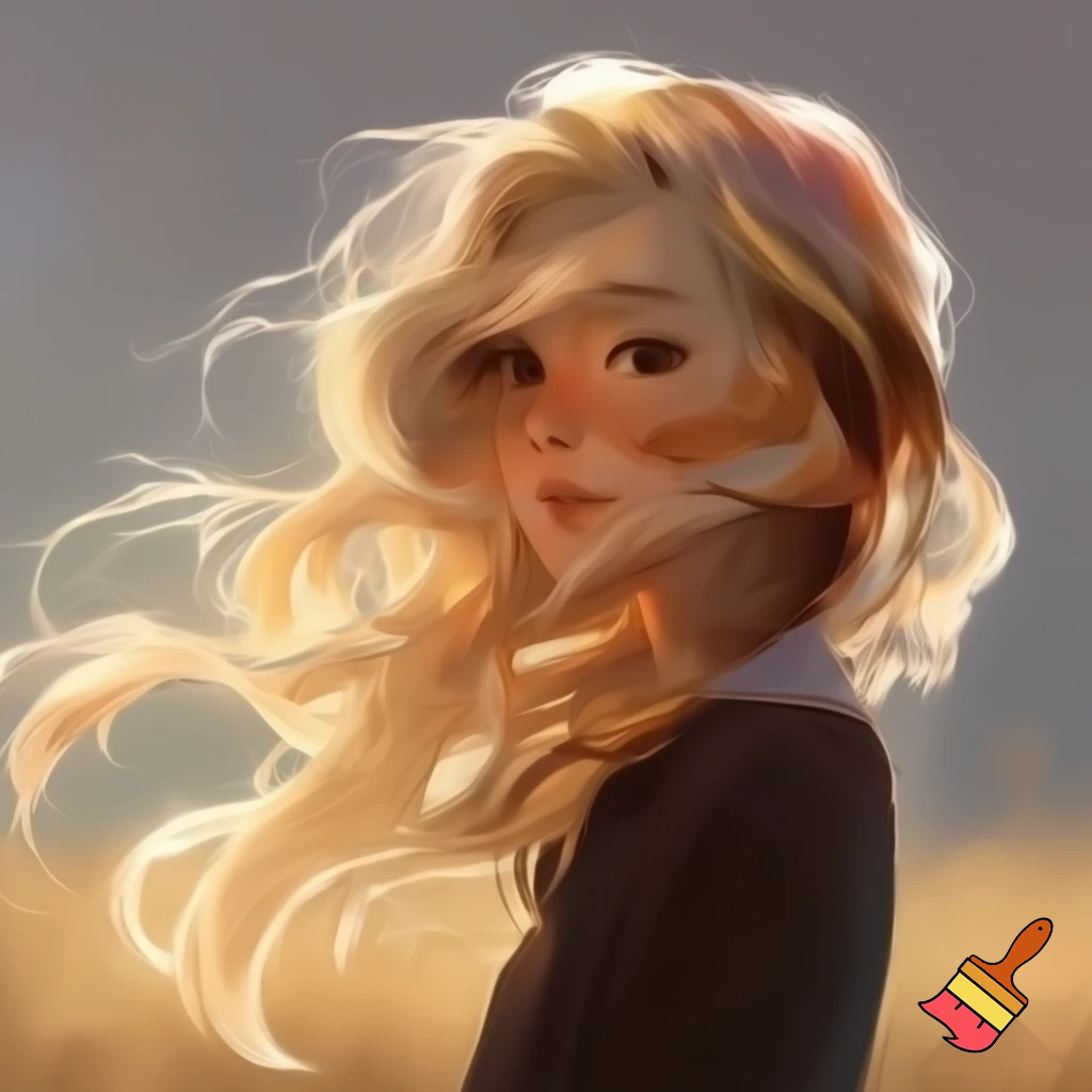 a girl with long blond hair