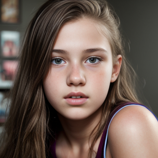 Teen girl 13-15 facing camra