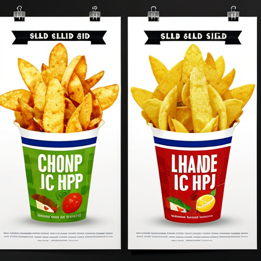 create a poster for food stall both are different food items "chips- salad, lemonade"