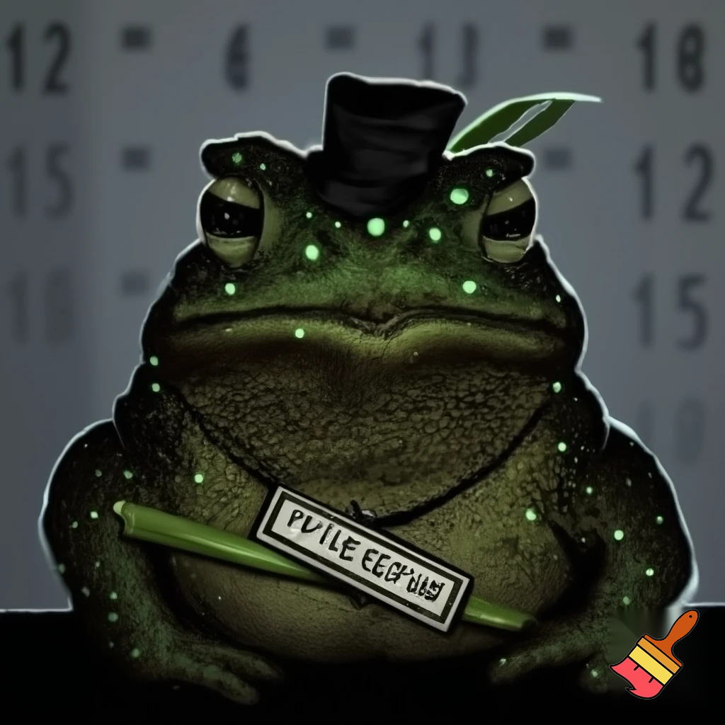 a toad with dark green skin and small little light green glands with a frown smoking sugercane plant with a short tophat in a mughshot  dont make the frog hold the sugercane put it in the toads mouth and make the toad hold a sign saying Cane Toad with the number 659098 and make sure to put in a mughshot