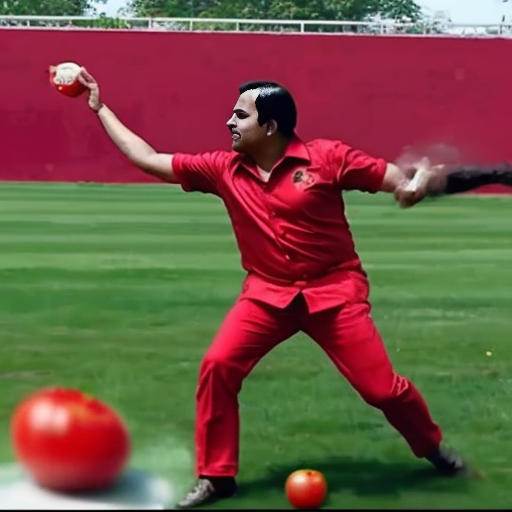Ambani throwing tomato at people
