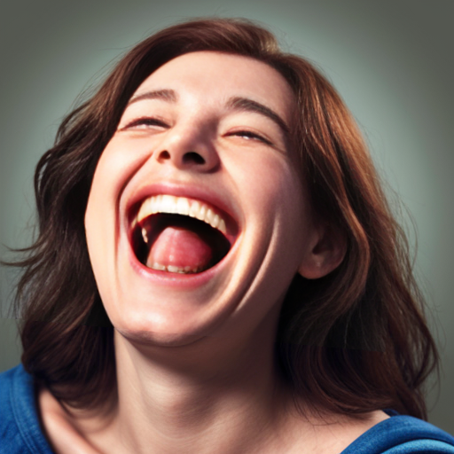 a super realistic laughing face
