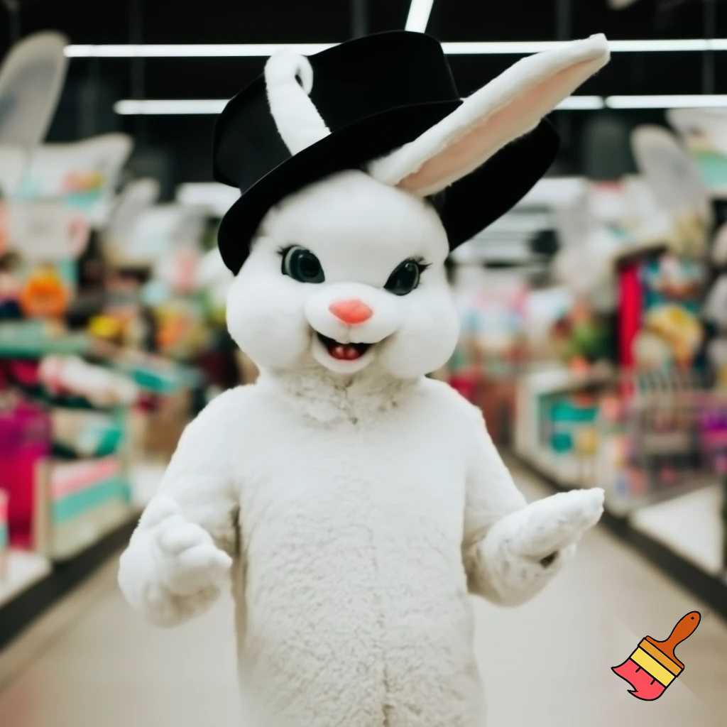  Easter bunny mascot costume magic top hat shopping centre Easter next year