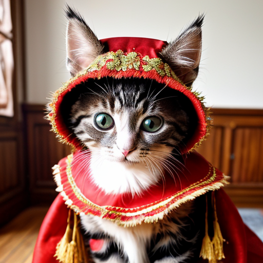 Cuki kiscica kirgiz népviseletben 