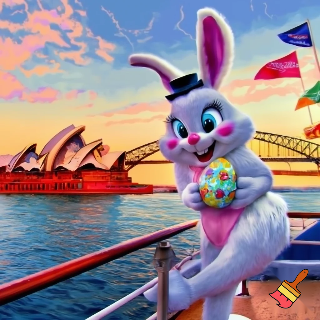 Easter bunny mascot Disneyland costume with the top hat Australia Disney cruise ship