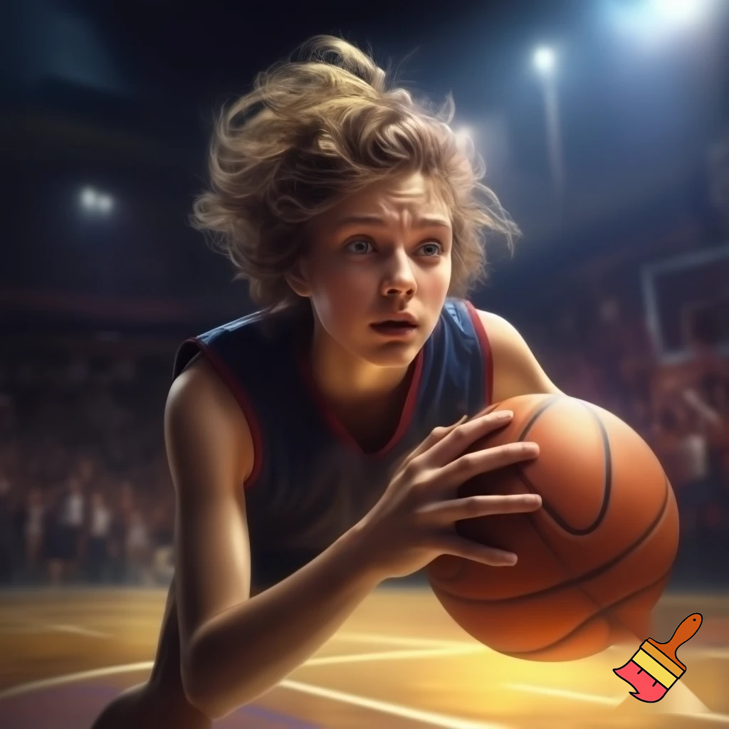 behind white teenage basketball with dirty blonde hair making a game winning far shot