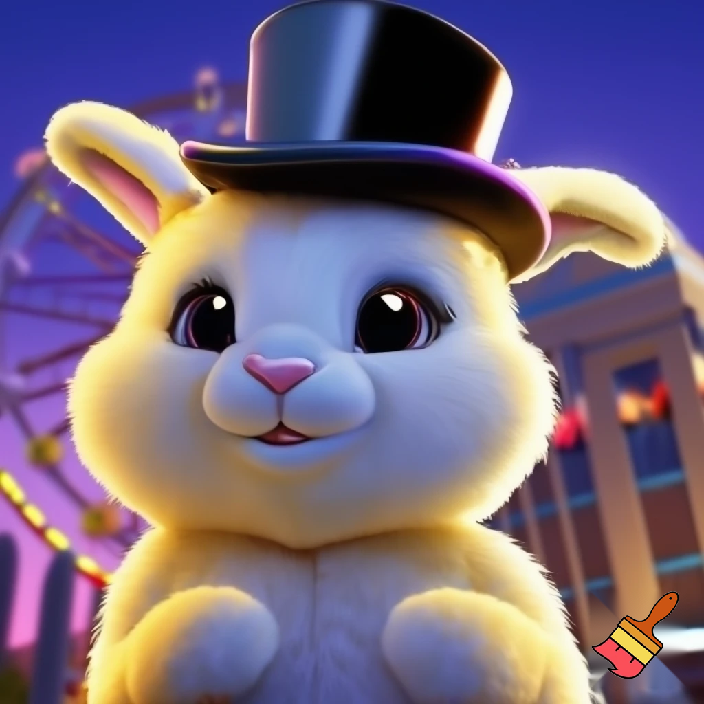 Easter bunny mascot Luna Park top hat Sydney Sydney Luna Park