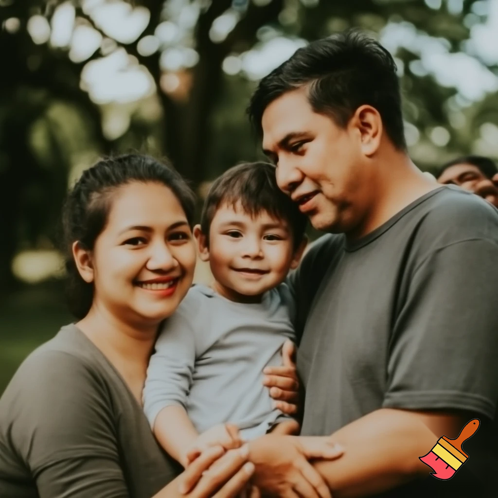 Семья 3 человек: мама, папа и ребёнок 