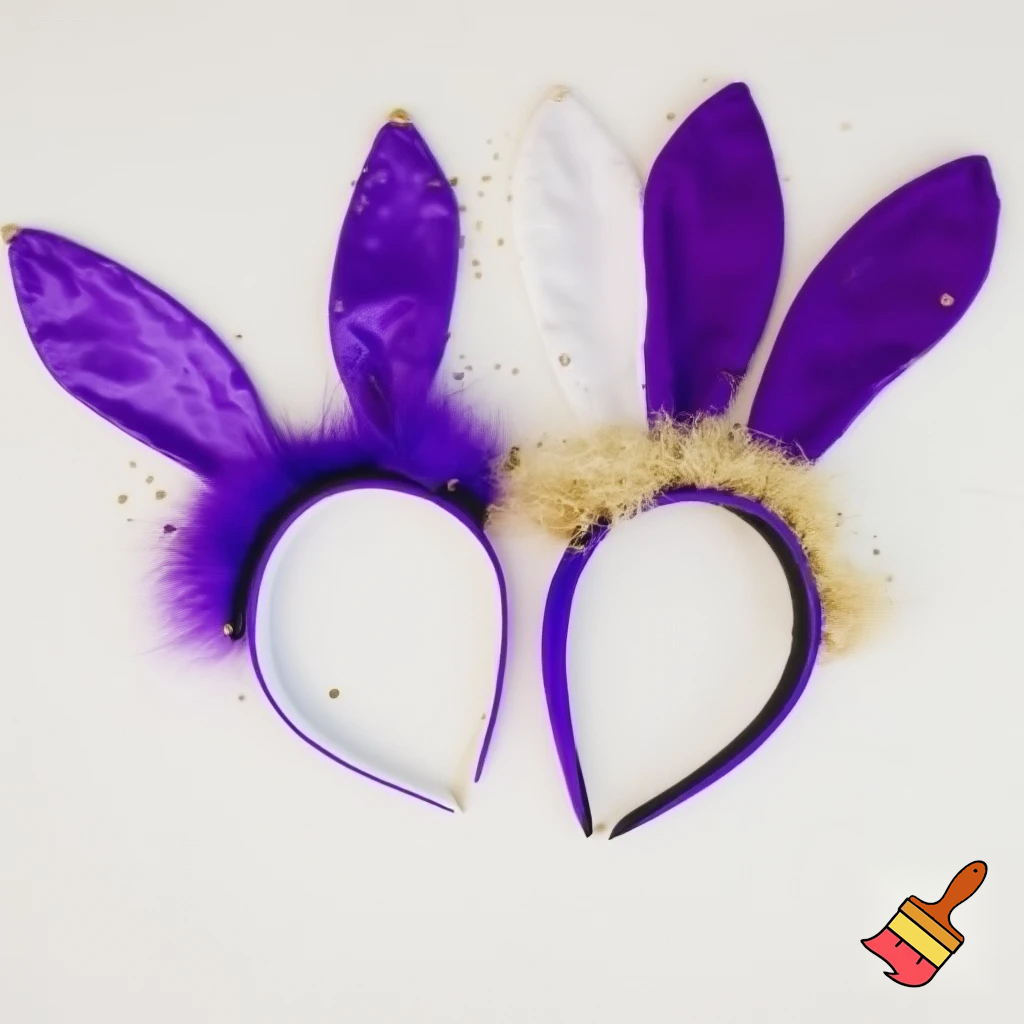 Easter bunny top hat headband, purple, purple and white with gold